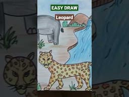 EASY DRAW | Leopard | Jungle Scene #shorts