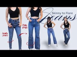 EASY WAY TO TURN SKINNY JEANS INTO FLARE JEANS 👖| Villamor Twins | Philippines