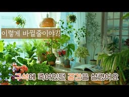 [4K]식물로 꾸미는 1평 힐링스팟 만들기🌿버려진 공간의 놀라운 변신✨대청소 & 식물 배치로 구석에 죽어있던 공간이 이렇게 바뀌었어요!