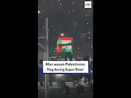 Man unfurls Palestinian flag during Super Bowl