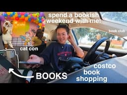 weekend in my life vlog 📚 library sale, book shopping, book club, & cat con! 🐈💗