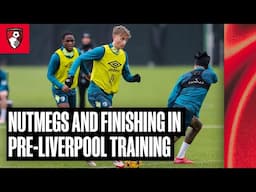 Nutmegs and finishing for the lads in the build up to Liverpool | Training