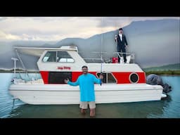 Camping In My Fully Restored Houseboat On A Mountain Lake! (30 lb striper!!)