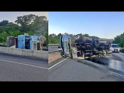 Caught on Camera - Loaded Truck Looses Control Down Hill