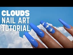 Clouds Nail Art | Easy Tutorial Using Dotting Tool & French Tip Nail Art Brush