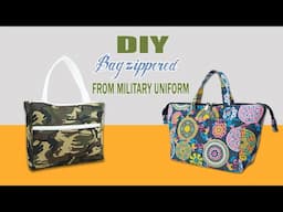 DIY How to make a Zippered Bag from Trendy Military Uniform Fabric