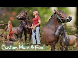 Painting a Custom Bay Mare and Black Foal! - Model Horse Pony Resculpt/Repaint