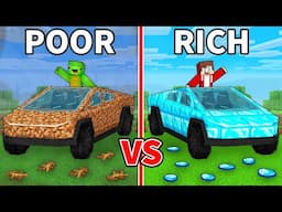 JJ and Mikey POOR vs RICH CyberTruck Race Battle in Minecraft - Maizen