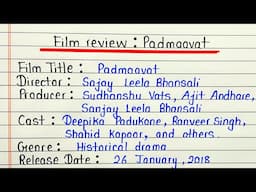 Film review writing- Padmaavat | Film review writing class 12 | Movie review writing Padmaavat