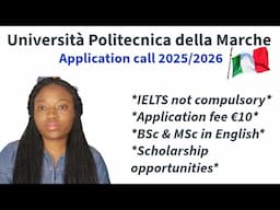 Università Politecnica della Marche🇮🇹|Intake 2025|English taught programs|Study in Italy🇮🇹