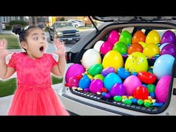 Annie and Suri Pretend to Learn Color Eggs Challenge for Kids