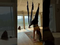 Aerial yoga flow in Iceland #aerialyoga #handstand #aerialyogaflow #aerialhammock #inversion