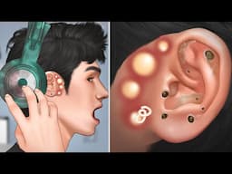 ASMR Pimple blackhead and sebaceous cyst removal for gamer | Massage ear - Tingle animation