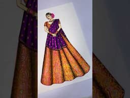 Banarasi Lehenga Illustration Part-2 #artstudiobysrabani #fashionillustration