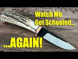 This Blade Smith Gets Schooled...Again! - Making a Stag-Handled Knife