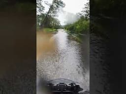 Motorcycle Water Crossing on Road - Hurricane Ian #shorts