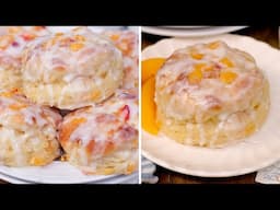 Glazed Peach Buttermilk Biscuits 🍑😍