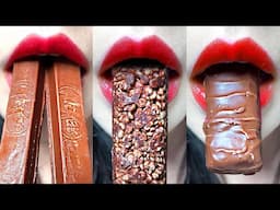 ASMR CHOCOLATE Eating Emoji Food Challenge OREO COOKIE KITKAT TWIX CHOCOLATE BAR Mukbang 먹방