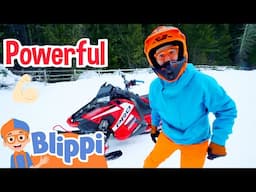 Blippi's Red Snowmobile - POWERFUL Vehicle | | Blippi | Shows for Kids - Explore With Me!