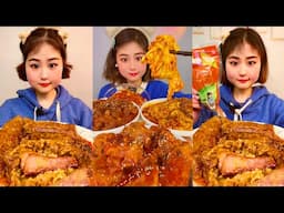 ASMR Mukbang Glutinous Rice with Braised Pork Chinese | 치킨카레/달걀카레밥 | 찹쌀밥 먹방 | 큰한입고기 먹방