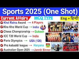 Sports Current Affairs 2025 | Sports Awards Winner 2025 | Important Sports Current Affairs 2025