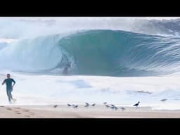 Gnarly high tide Wedge - Thanksgiving Swell Carnage!!! (RAW)