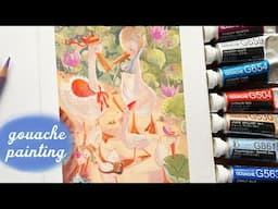 HOLBEIN GOUACHE painting in my sketchbook ✿ ducks ✿