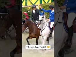 When your horse won’t go through the water so your competitor helps🥰 #sportsmanship #horsemanship