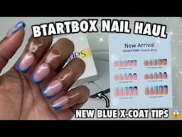 NEW BTARTBOX Shades of Blue X-Coat Tips | Pre-made French Tip Soft Gel Nails | BTARTBOX Nail Haul