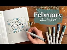 PLAN WITH ME!🪻February Bullet Journal Set Up | Easy Floral Theme ft. Arrtx!