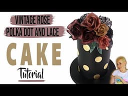 VINTAGE ROSE AND LACE CAKE WITH THE PERFECT GOLD POLKA DOTS - AND AN AMAZING GIVEAWAY!!!