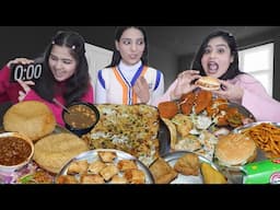 60 Seconds A to Z Alphabet Food Challenge | Momos, Samosa, Spring Roll, Biggest Kulcha, Burger etc..