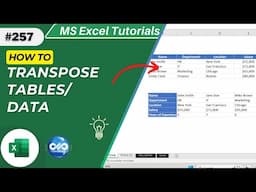 Master Excel Transpose Command in Minutes || Excel Tips