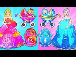 [🐾paper Diy🐾] Pink vs Blue Social Network Pregnant Dress Up Papercraft | Rapunzel Compilation 놀이 종이