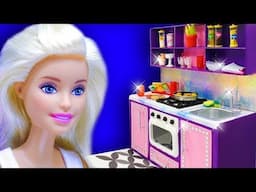 Barbie Doll Kitchen Set. DIY Miniature Crafts for Barbie Dollhouse