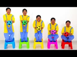 Five Little Children Standing on the Chair | Kids Song with Balls