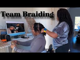 Tag Team Braiding My Hair | A Blonde Moment | Small Knotless Braids