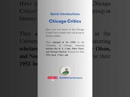 Chicago Critics Quick Introduction #Shorts by Alok Mishra  #alokmishra #EnglishLiterature