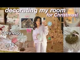 HOLIDAY VLOG & DECORATING MY ROOM FOR XMAS! 🎀❄️ cozy winter vlog