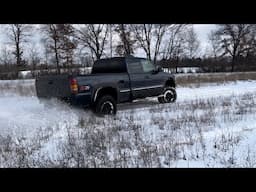 6.0 Chevy rippin in the snow and quad on the frozen pond