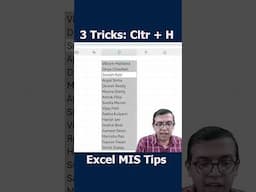 3 Smart Tricks: Cltr + H | Excel MIS | Smart Tips & Trick #excel #exceltricks