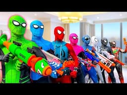 Top New Pro 8 SPIDER-MAN in 1 House...?? || Hey All Color SuperHeroes , Go To Trainning Nerf Gun !!