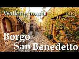 Borgo San Benedetto - Lizori (Umbria), Italy【Walking Tour】History in Subtitles - 4K