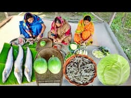 ডাব বেগুন দিয়ে বোয়াল মাছের কালিয়া আর চিংড়িমাছ দিয়ে বাঁধাকপির ভর্তা এই দিয়ে দুপুরে ভাত খাওয়া