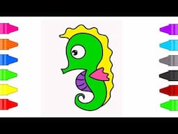 Sea Horse Coloring Page for Kids | Coloring Book for Children