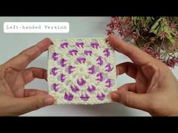 Left-handed | How to Crochet Granny Square Highlights (with English Subtitles)