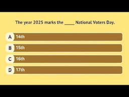 National Voters' Day Quiz 2025 | 40 India General Knowledge Multiple Choice Questions | India GK