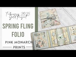 Spring Fling Folio, GOLD Project February 2025, Junk Journaling Complete Folio with Pink Monarch