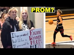 BASKETBALL PLAYER ASKS CHEERLEADER TO PROM AFTER BIG WIN ON THE ROAD! 🏀