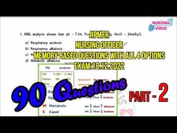 JIPMER Nursing officer Key Answers |Date 18.12.2022 - Part 2 | JIPMER solved question paper 2022